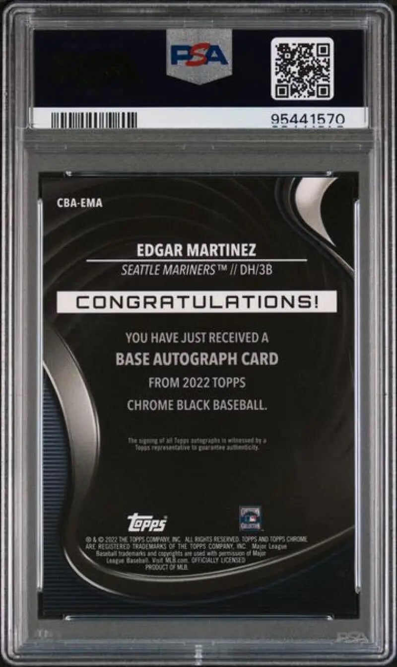 Edgar Martinez graded gem mint auto Seattle Mariners baseball card featuring redemption card