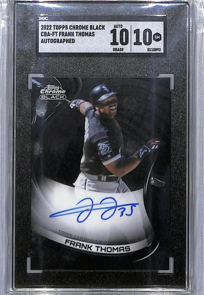 Graded 2022 Topps Chrome Black Frank Thomas autographed baseball card Chicago White Sox