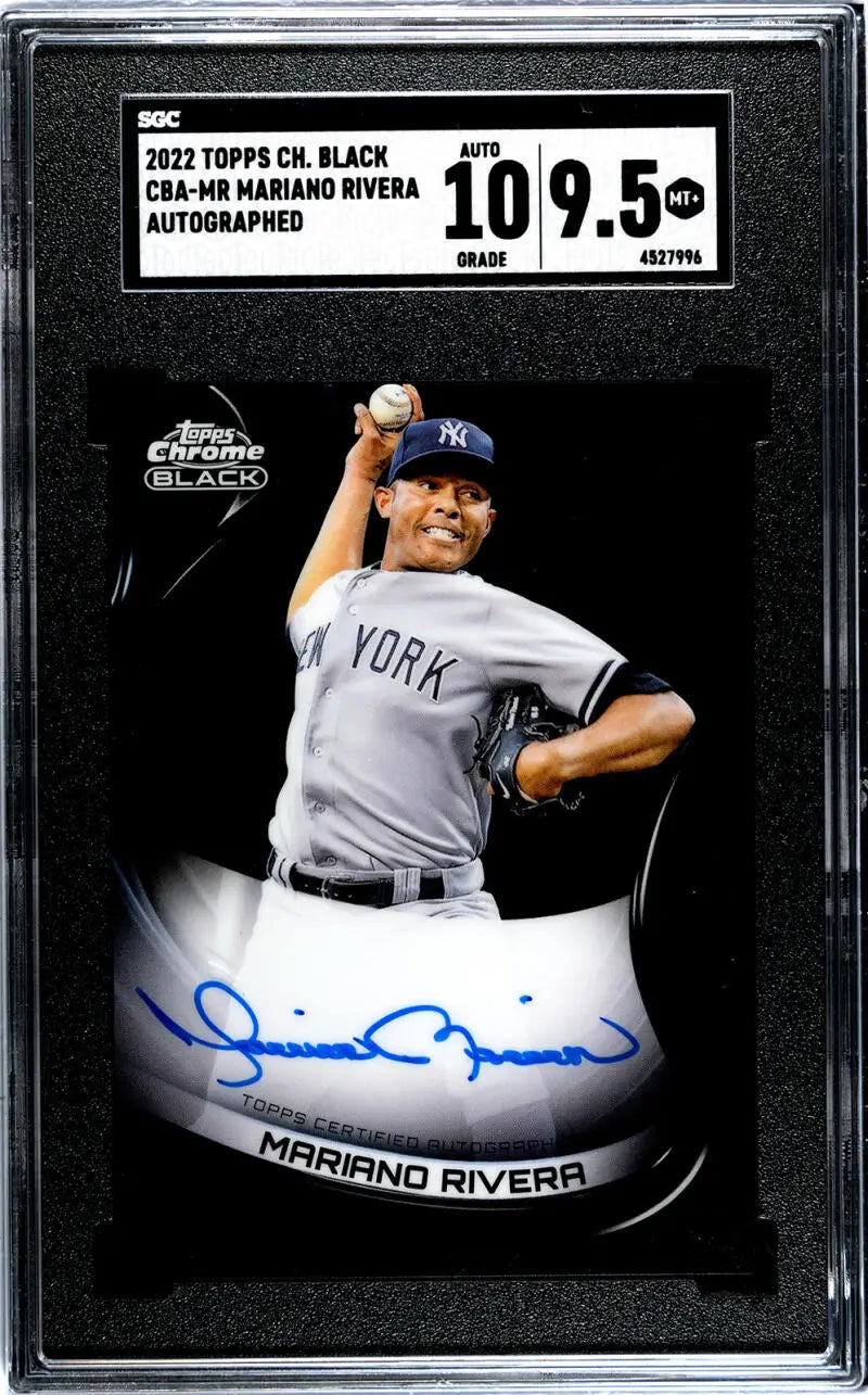 Graded Mariano Rivera Topps Chrome Black baseball card with autograph for New York Yankees