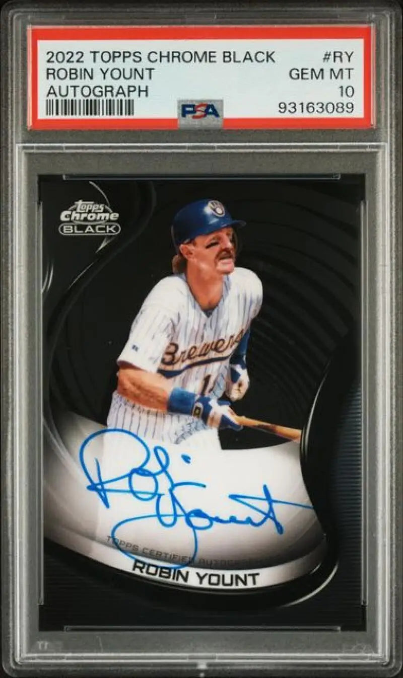 2022 Topps Chrome Black Autographed Baseball Card of Robin Yount from Milwaukee Brewers