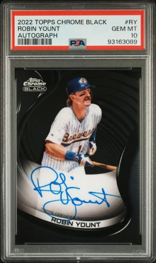 2022 Topps Chrome Black Autographed Baseball Card of Robin Yount from Milwaukee Brewers