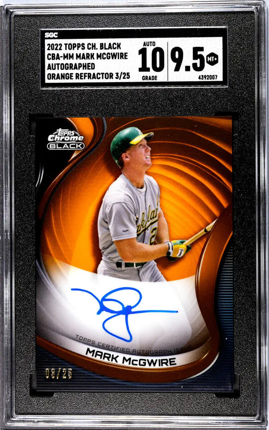 Graded 2022 Topps Chrome Black Mark McGwire Oakland Athletics card with autograph