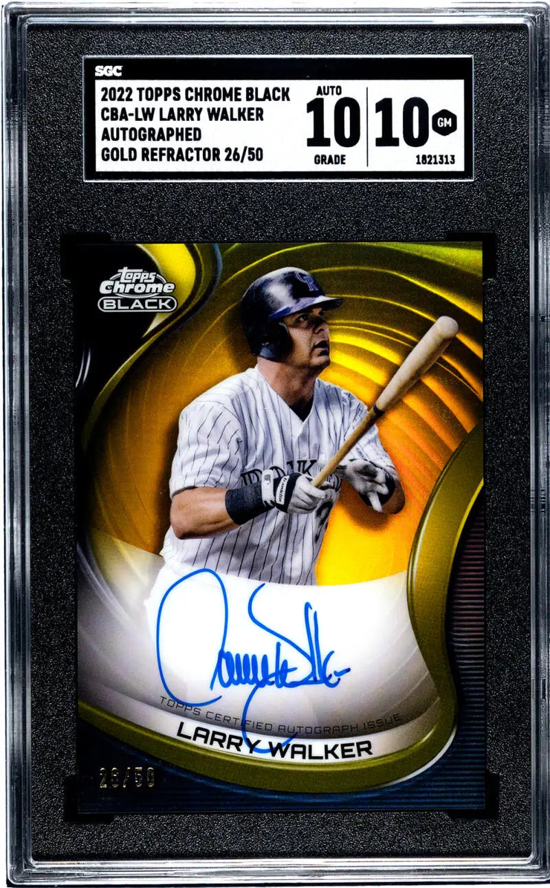 Graded BGS 10 Larry Walker Black Refractor autographed Rockies baseball card 26/50