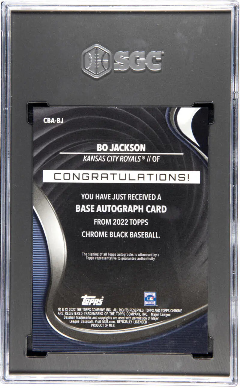 2022 Topps Chrome Black Refractor Gold Mini-Diamond Bo Jackson Auto Kansas City Royals Card