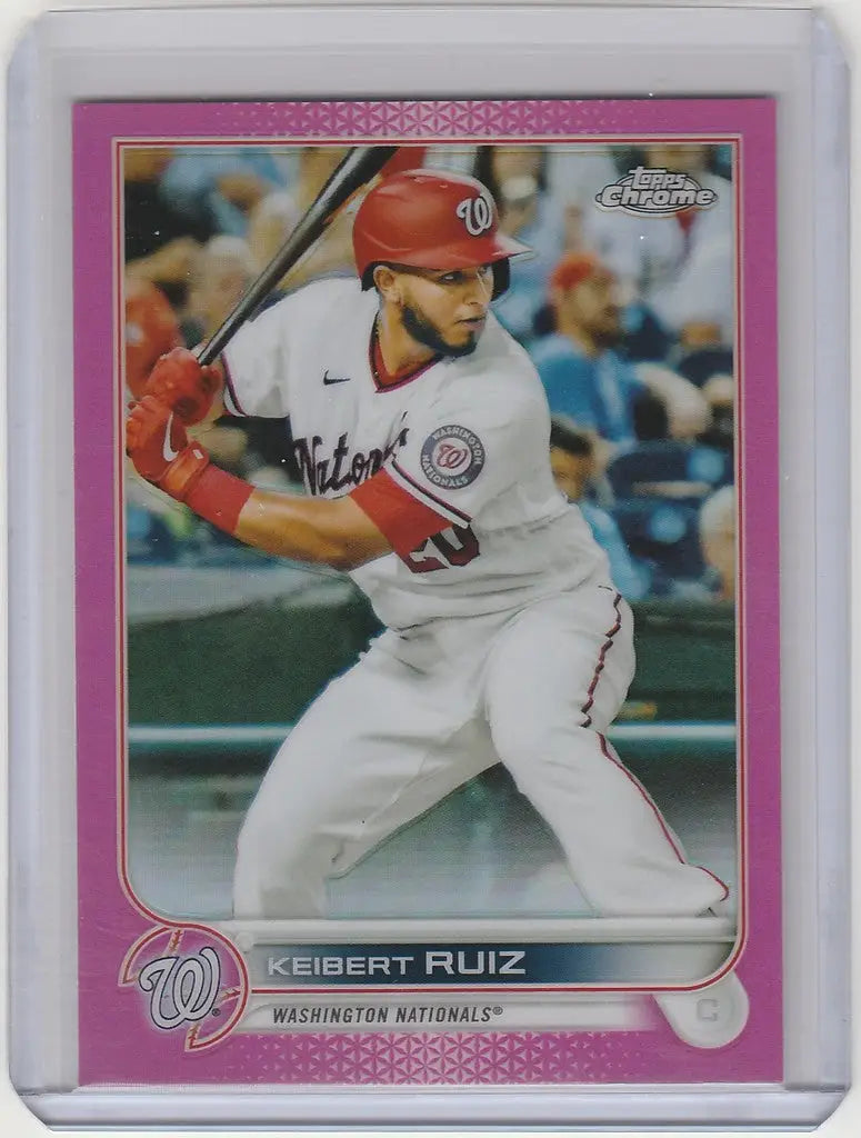 2022 Topps Chrome Pink #218 Keibert Ruiz in batting stance for Washington Nationals