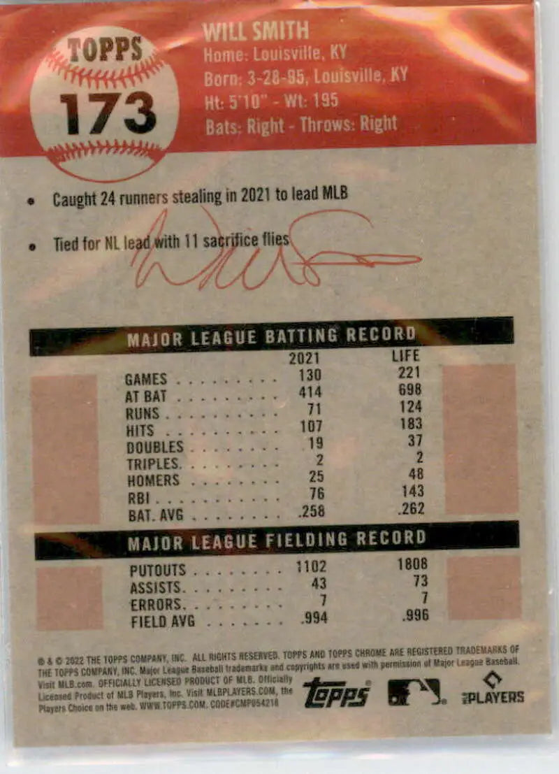 Baseball card #173 from the 2022 Topps Chrome Platinum Anniversary featuring Will Smith