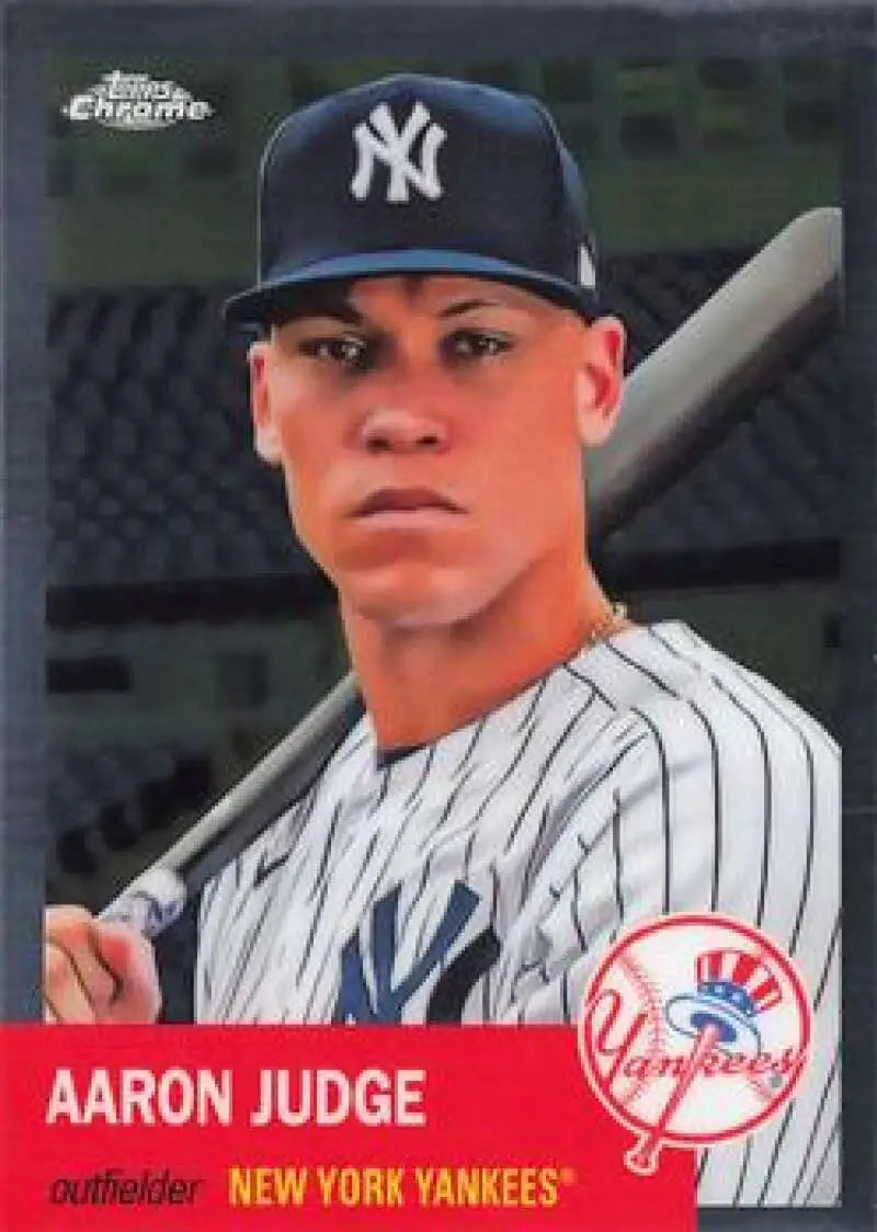 Aaron Judge 2022 Topps Chrome Platinum Anniversary baseball card in Yankees uniform