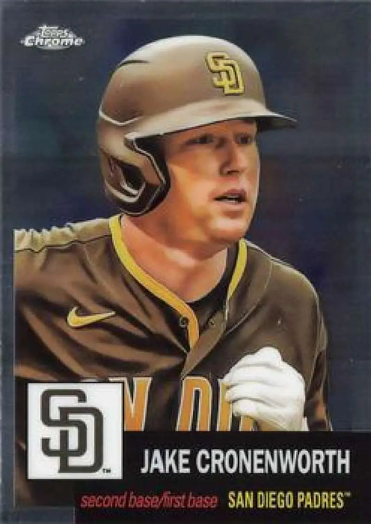 Baseball card of Jake Cronenworth in San Diego Padres uniform, Topps Chrome Platinum Anniversary