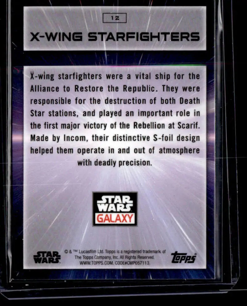 Trading card showcasing X-Wing Starfighters from Star Wars Galaxy by Topps