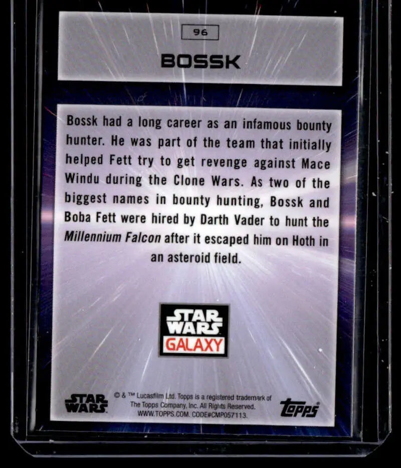Trading card featuring Bossk character description from Star Wars Galaxy #96