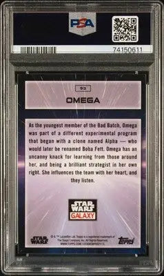Graded Star Wars trading card featuring Omega from 2022 Topps Chrome Star Wars Galaxy