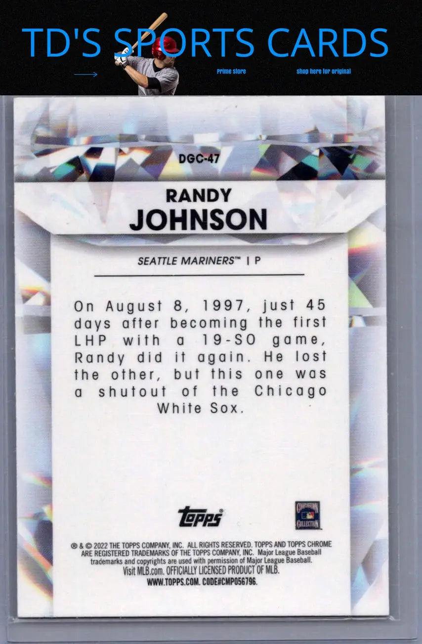 Randy Johnson baseball card from 2022 Topps Chrome Update Diamond Greats Die Cuts