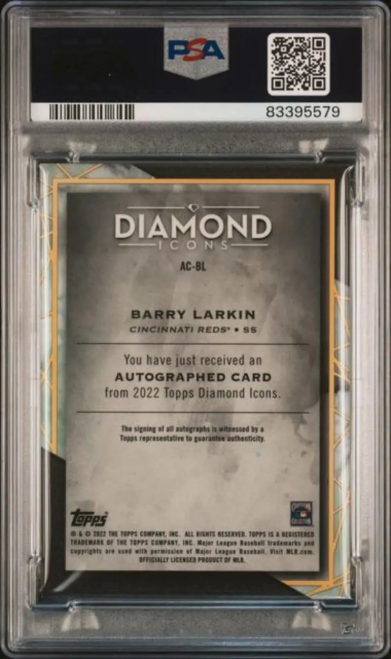 PSA-graded Barry Larkin autographed baseball card with Diamond design for Cincinnati Reds