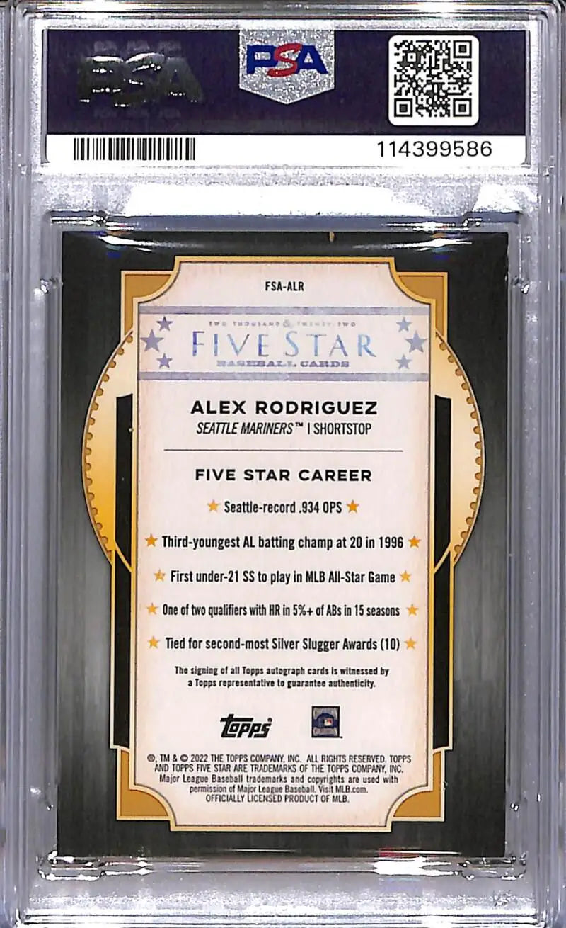 Alex Rodriguez baseball card from 2022 Topps Five Star Green series