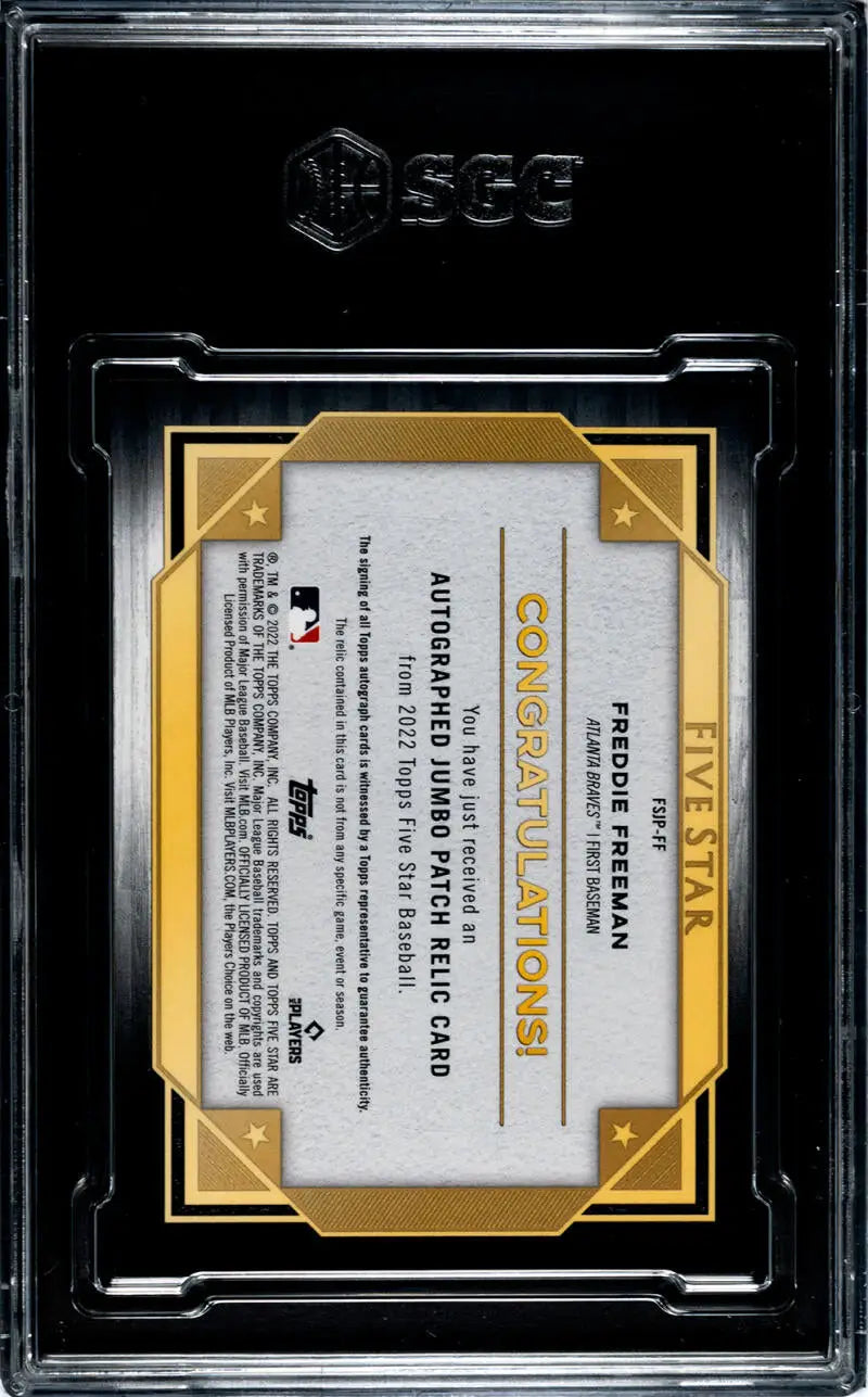 Freddie Freeman 2022 Topps Five Star Baseball Card in Black Case with Gold Accents