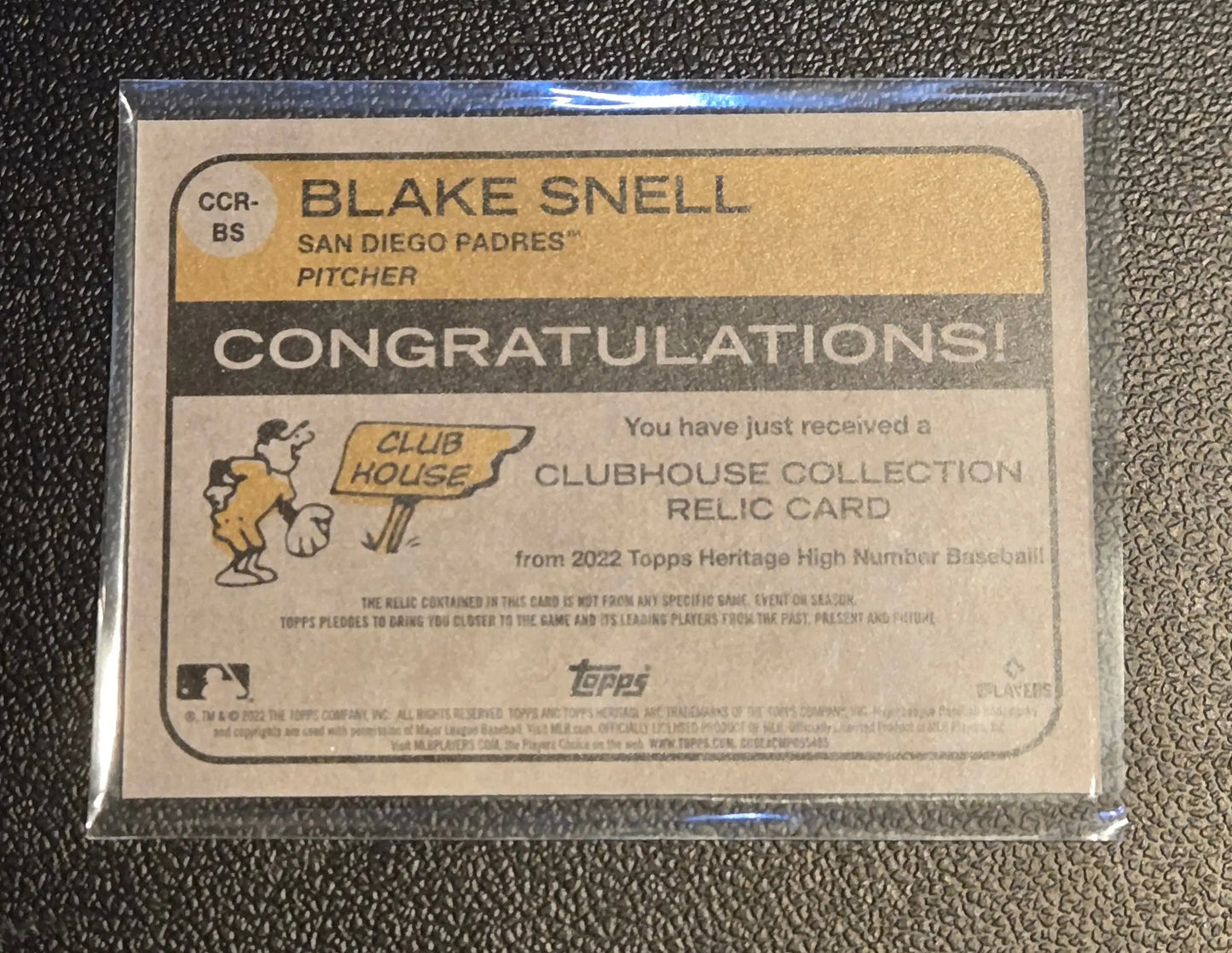Blake Snell baseball card from 2022 Topps Heritage Snell Clubhouse Collection