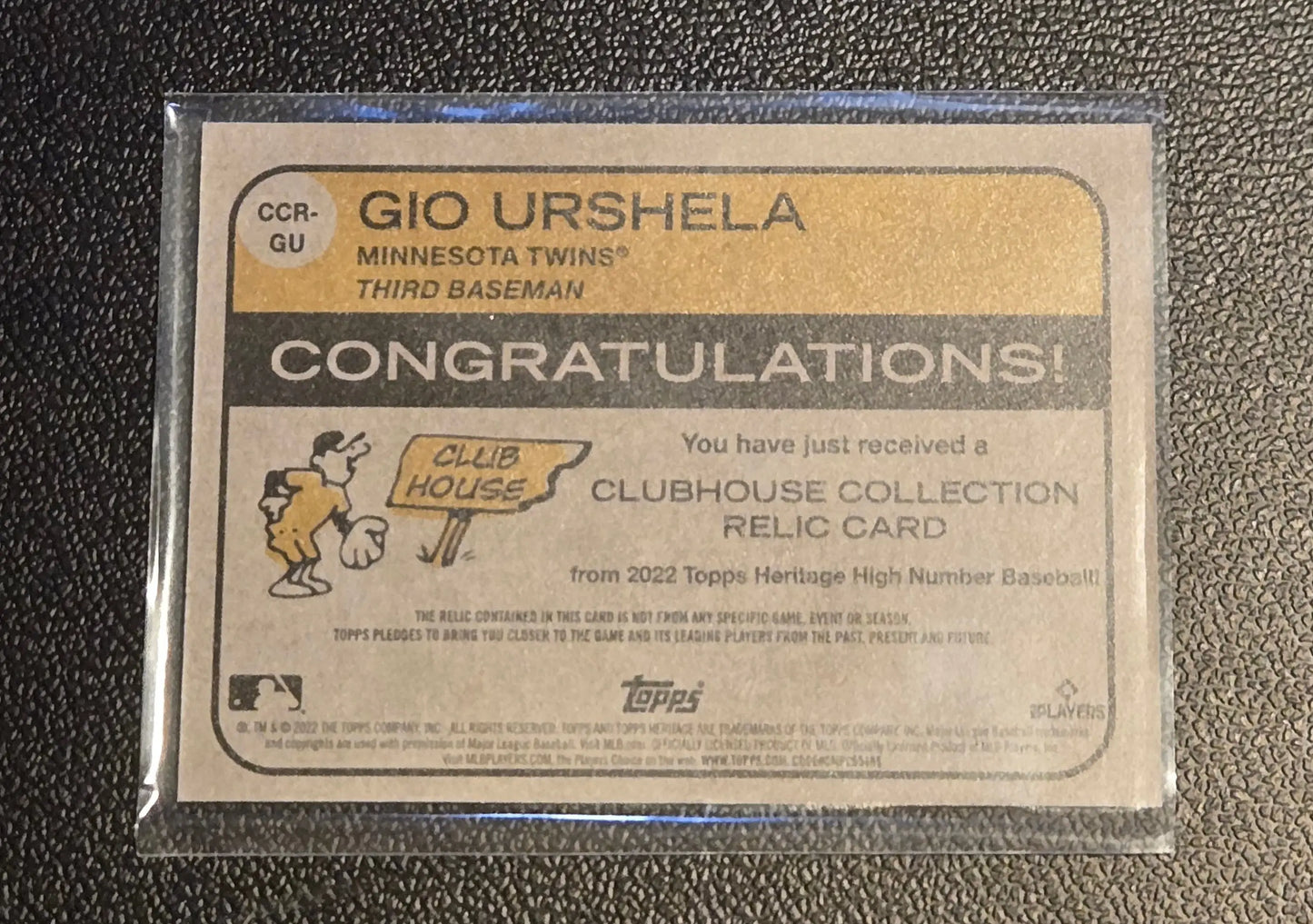 Gio Urshela baseball card from 2022 Topps Heritage Urshela Clubhouse Collection