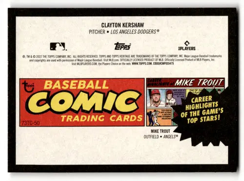 Baseball card back from 2022 Topps Heritage High Number featuring Clayton Kersh