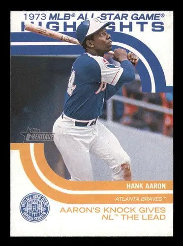 Hank Aaron baseball card from 2022 Topps Heritage High Number 1973 MLB All-Star Game Highlights