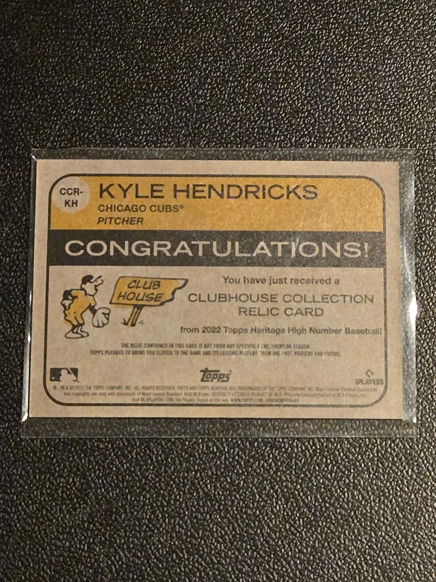 Kyle Hendricks Chicago Cubs trading card from 2022 Topps Heritage Hendricks Clubhouse Collection
