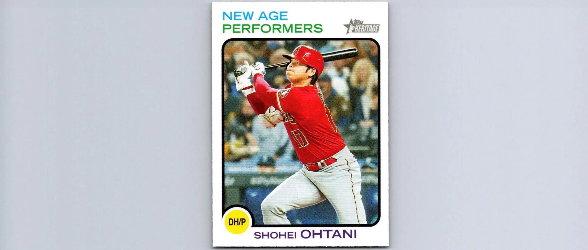 Shohei Ohtani baseball card from 2022 Topps Heritage New Age Performers collection