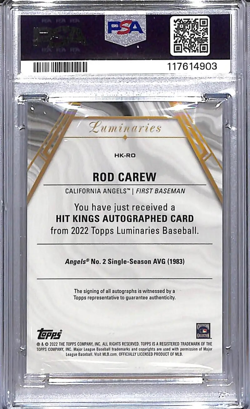 Graded Rod Carew Hit Kings Purple baseball card PSA 10 GEM MINT Auto California Angels