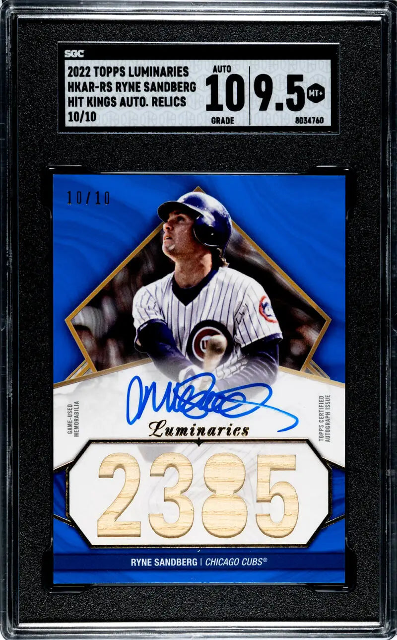 2022 Topps Luminaries Ryne Sandberg SGC autographed relic baseball card with auto 10/10