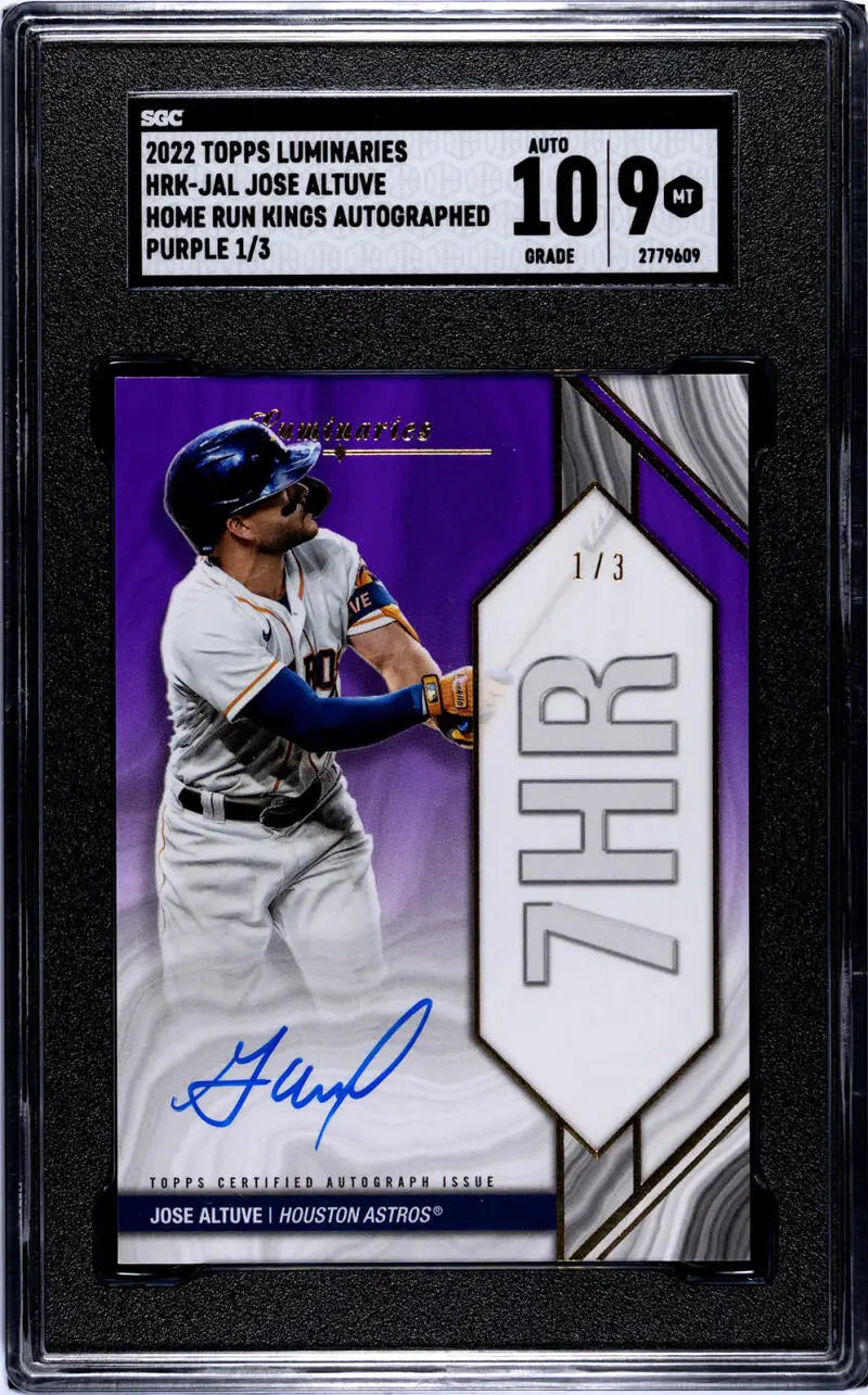 Graded Jose Altuve autographed Houston Astros baseball card with SGC 9 MINT label