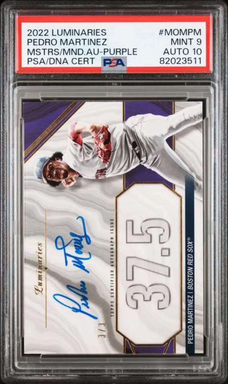Graded Pedro Martinez baseball card from 2022 Topps Luminaries for Red Sox collectors