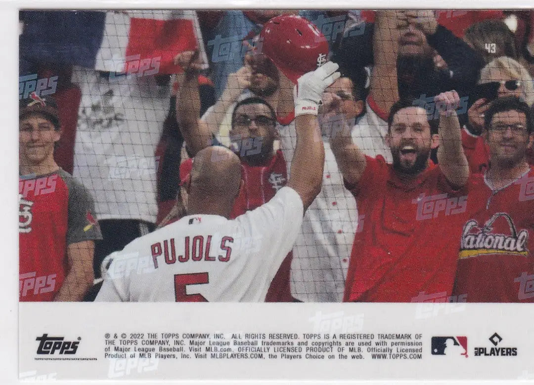2022 TOPPS NOW Albert Pujols baseball card featuring Louis Cardinals and Pujols St Louis
