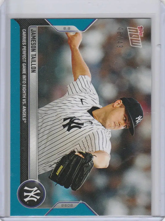 Baseball card of Jameson Taillon, New York Yankees pitcher, highlighted in trading cards