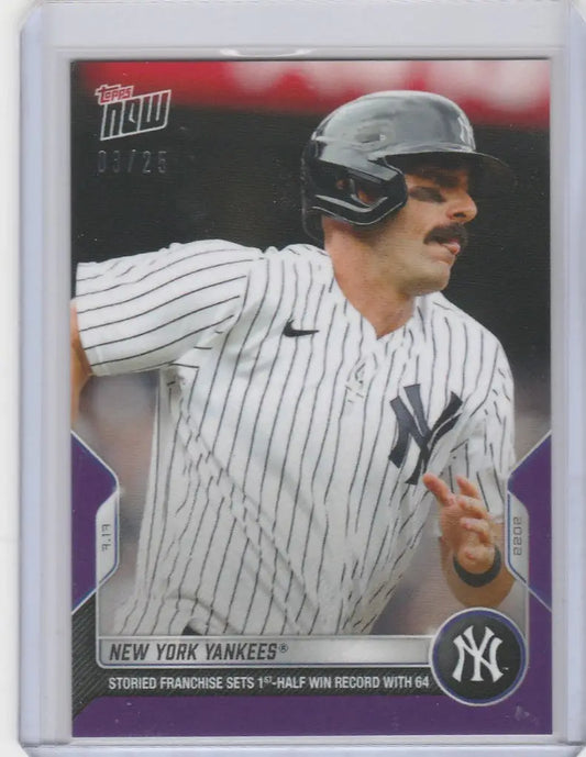 Baseball trading card of New York Yankees player showcasing 1st half win record