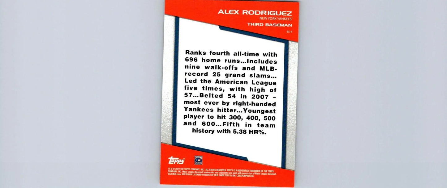 Alex Rodriguez baseball card from 2022 Topps Opening Day Bomb Squad series