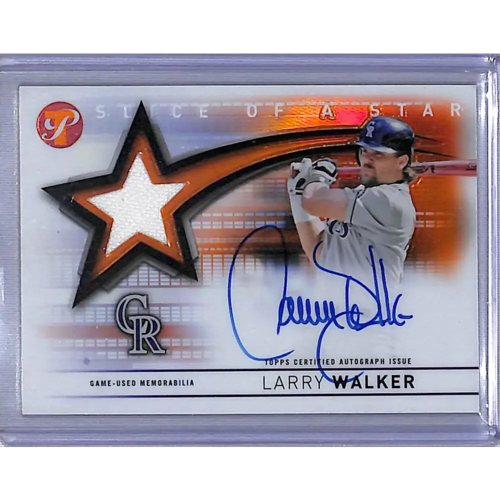 2022 Topps Pristine Slice Of A Star #SSAR-LW Larry Walker EX Excellent MEM Auto 23/25 Colorado Rockies Baseball Card