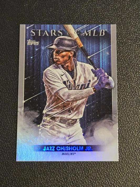 Baseball trading card of Jazz Chisholm Jr. from Miami Marlins 2022 Topps Stars of MLB