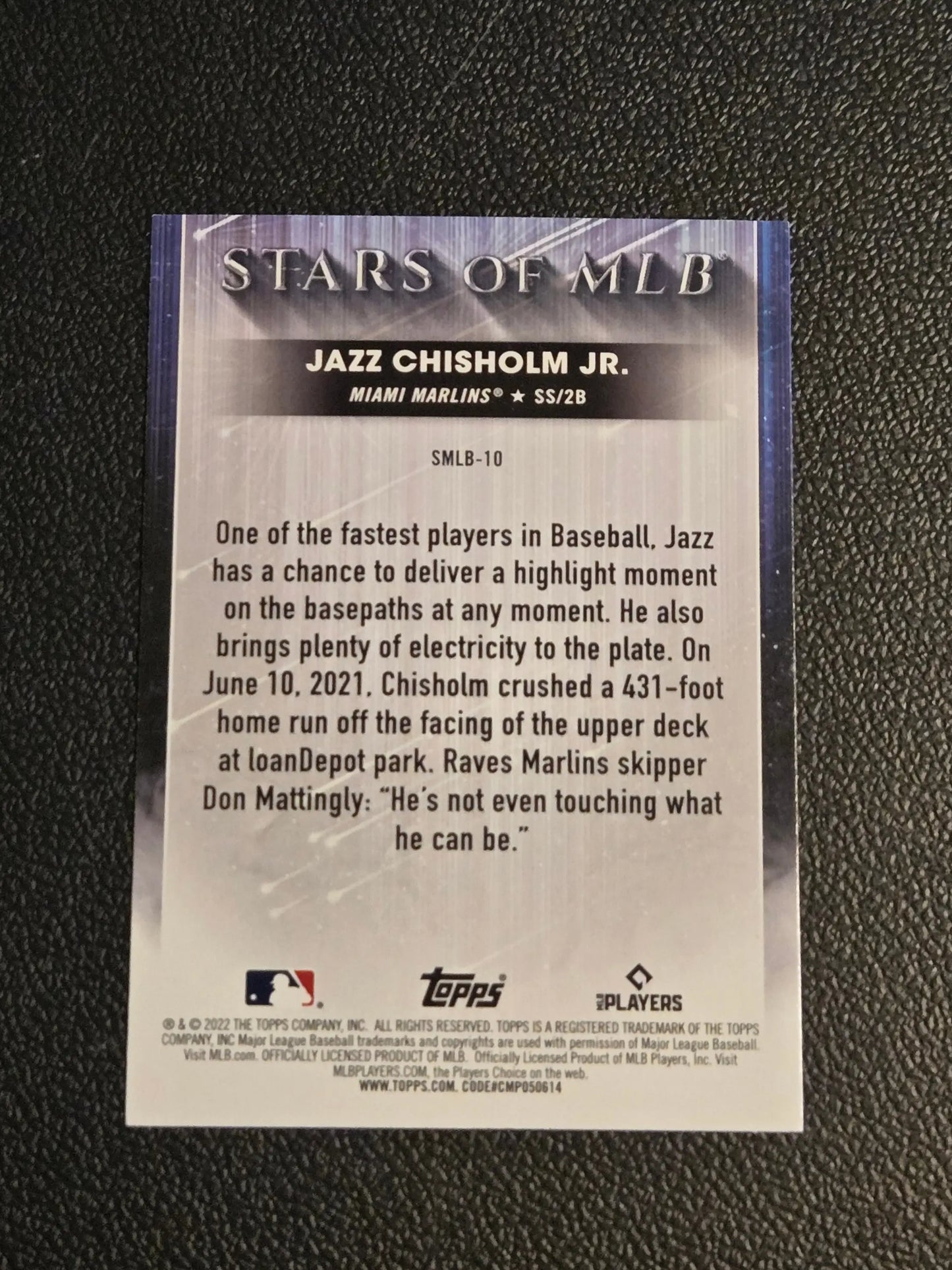 Baseball trading card of Jazz Chisholm from 2022 Topps Stars of MLB series