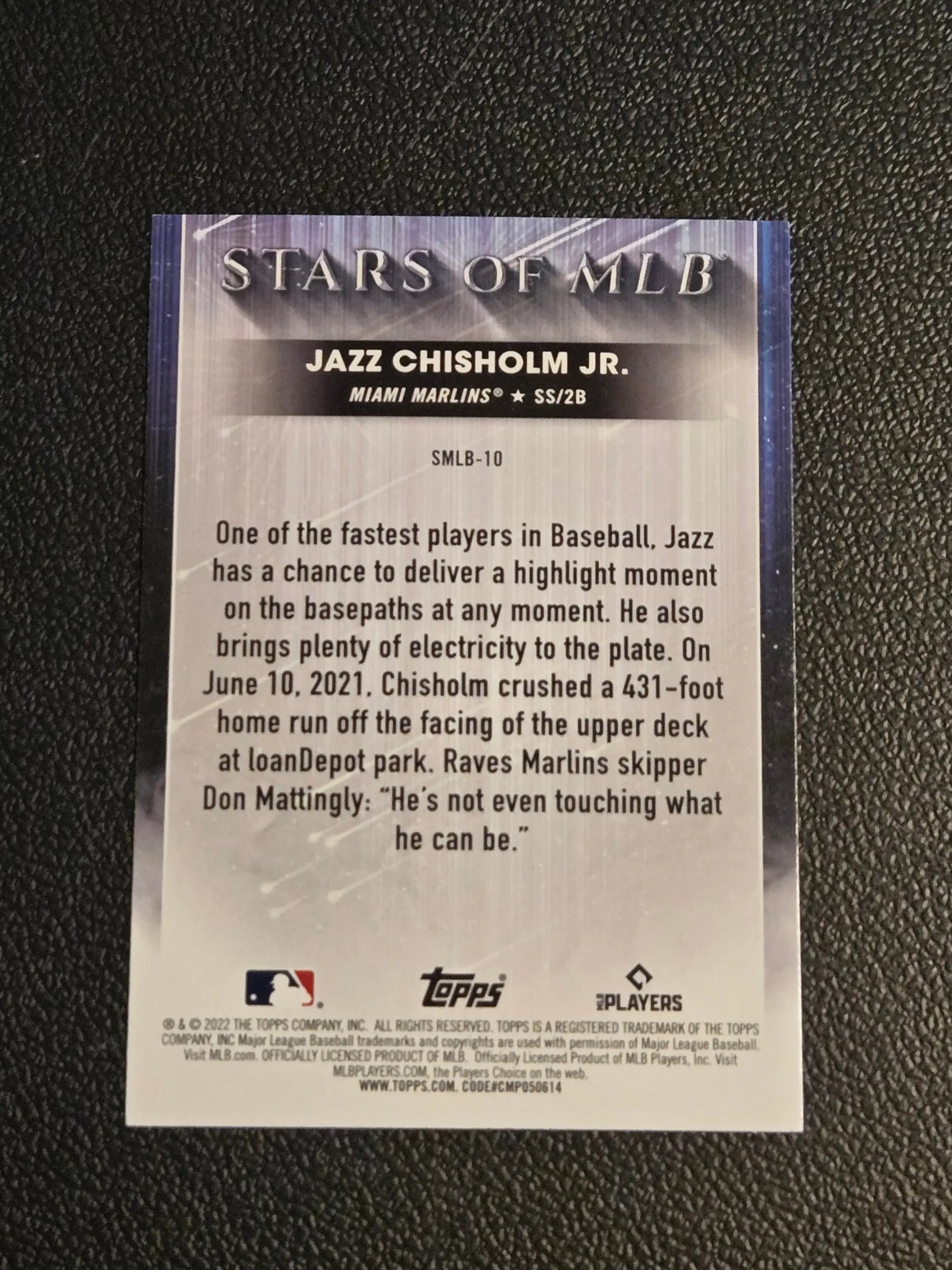 Baseball trading card of Jazz Chisholm from 2022 Topps Stars of MLB series