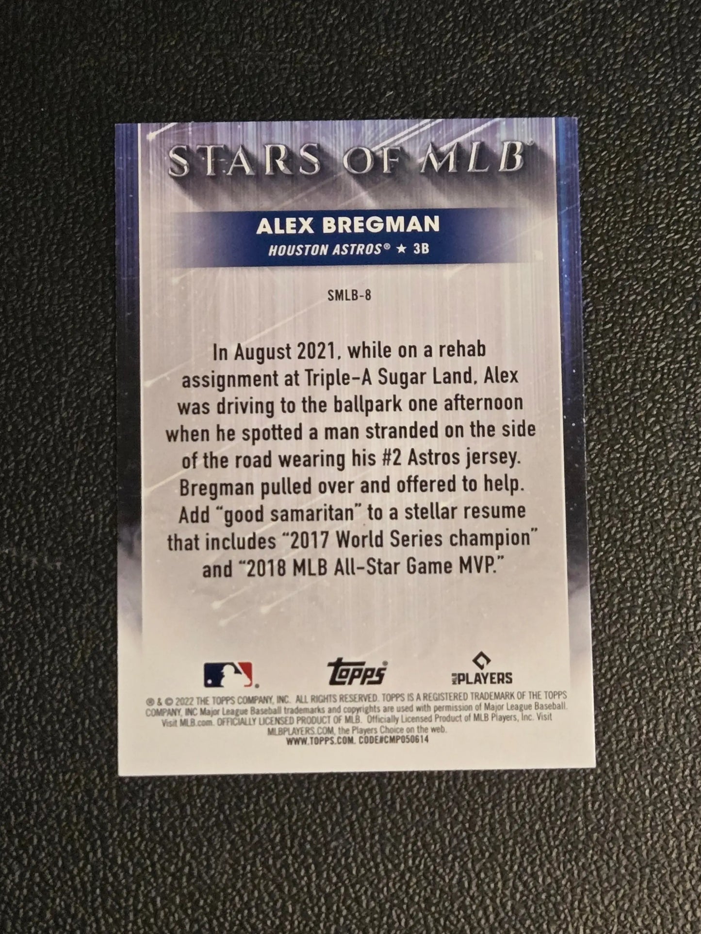 Back of 2022 Topps #SMLB-8 Alex Bregman Stars of MLB trading card