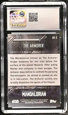 Graded trading card of The Armorer from The Mandalorian Beskar Edition, CGC 9