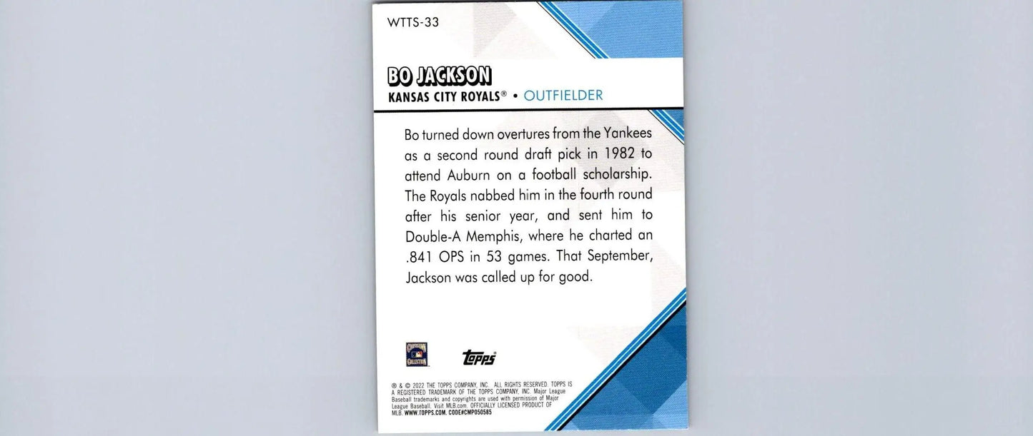Bo Jackson baseball card from 2022 Topps #WTTS-33 Welcome to the Show trading cards