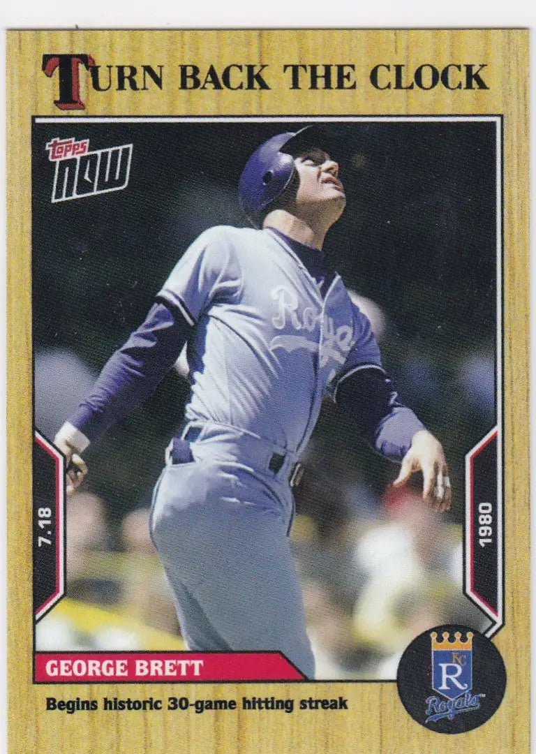 Topps Now baseball card featuring George Brett in Kansas City Royals uniform