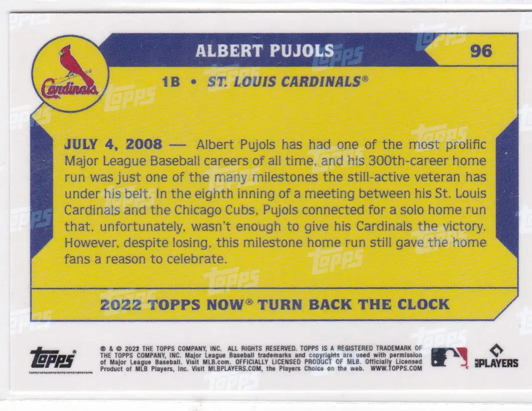 Albert Pujols 300th home run baseball card Louis Cardinals Pujols St Louis 2008