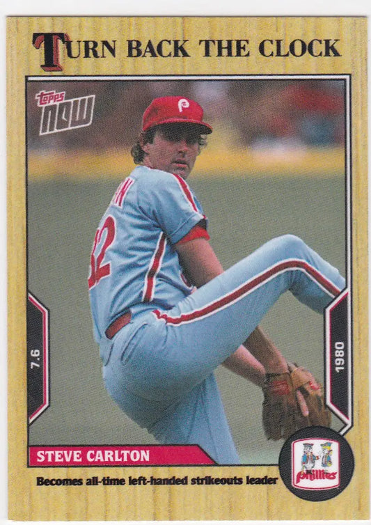 Baseball trading card of Steve Carlton pitching for Philadelphia Phillies 2022 product