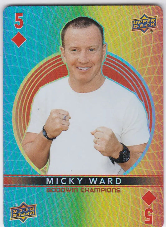 Smiling man in white shirt on 2022 Upper Deck Goodwin Champions Micky Ward card