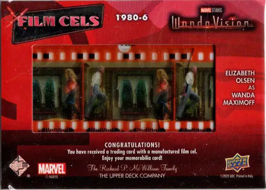 Film cel trading card from WandaVision featuring character walking in 2022 Upper Deck set