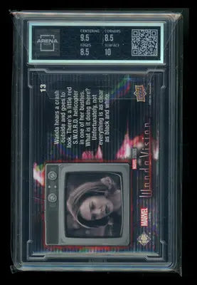Graded trading card featuring WandaVision imagery from 2022 Upper Deck WandaVision Purple Spell series