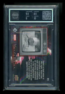 Upper Deck Wandavision trading card featuring black and white TV image from Wandavision Red Scarlet series