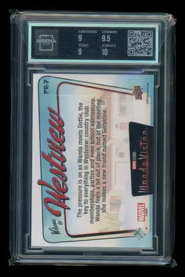 Graded collectible trading card of Westview Wanda Geraldine from Upper Deck Wandavision series