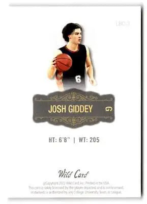 Josh Giddey basketball card from 2022 Wild Card Matte Limited Base Cards White