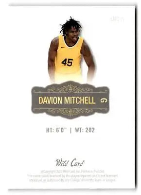 Davion Mitchell basketball card from 2022 Wild Card Matte Limited Base Cards White